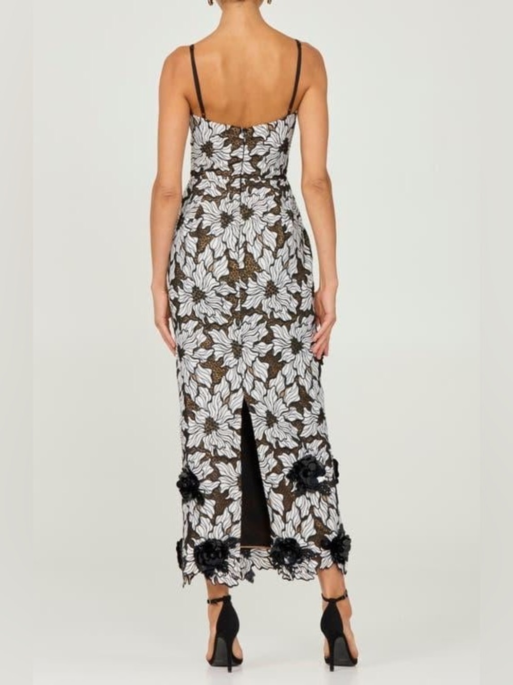 HELSI Norah Floral Appliqué Gown Dress - Black / White Size XS NWT - Picture 3 of 7